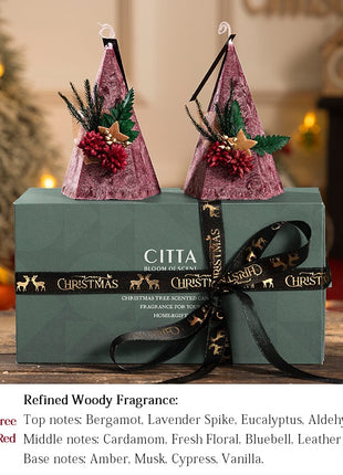 2 Packs Christmas Aromatherapy Set: Tree Shaped Diffusers in Pine, Cedar, Grapefruit & Lemon - Festive Red for Holidays & New Year Decor