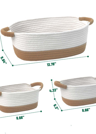 3-Piece Small Cotton Rope Basket Woven Storage Basket Toy Storage for Baby, Nursery Caroeas