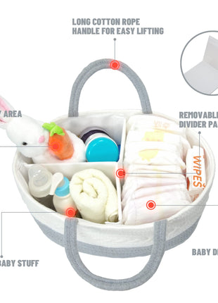 XX-Large Portable Nursery Diaper Caddy Organizer with Divider Caroeas