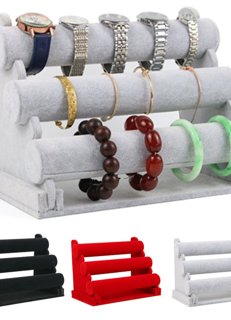 Velvet Jewelry Organizer Holder with 3 Tier Display Stand | Caroeas