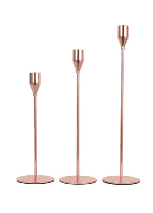 Set of 3 Tapered Candle Holders Decorative for Dinning | Caroeas