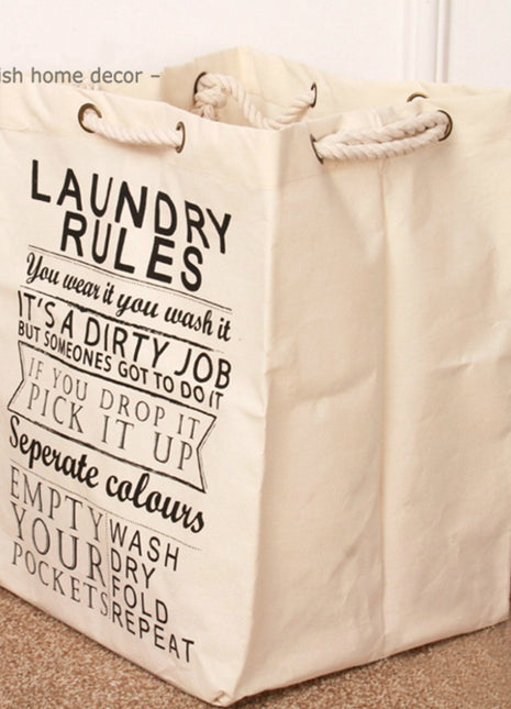 Foldable Square Laundry Basket Cotton Linen Storage Hamper With Thick Cotton Rope - Caroeas