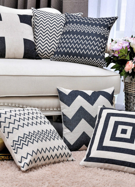 Soft Linen Throw Pillow Covers Simple Modern Design Easy Clean 18 x 18 Inches - Caroeas