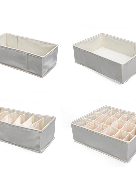 Drawer Organizer for Clothes Linen Cotton Comfortable Touch Lightweight 4 Sizes Natural White - Caroeas
