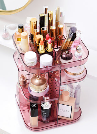 Makeup Vanity Organizer Height Adjustable with Large Capacity for Cosmetics Storage - Caroeas