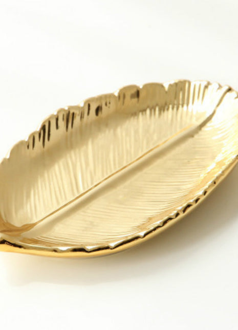 Ceramic Dish Jewelry Tray Organizer with Leaf, Crown and Pineapple Designs Available for Home - Caroeas