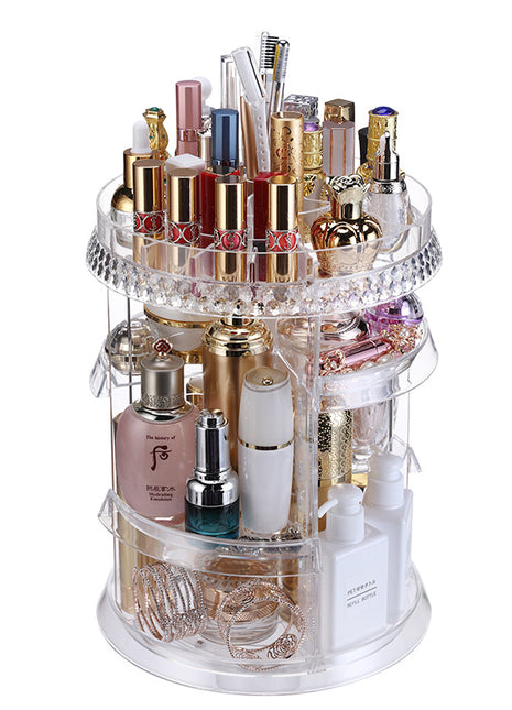Rotating Makeup Organizer Thick Durable Material 360 Degree Stable Spinning - Caroeas