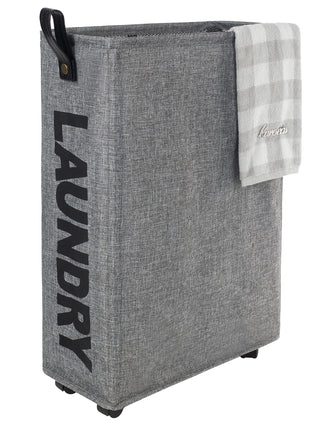 Linen Laundry Hamper for Living Room Grey Laundry Basket Lid| Caroeas