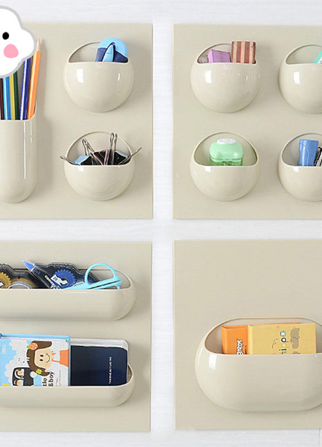 Wall Mounted Makeup Organizer Hole Free Easy Installation 4 Different Designs Multi Functions - Caroeas