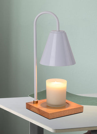 Dimmable Candle Lamp with Wood Base for Scented Wax Melts | Caroeas