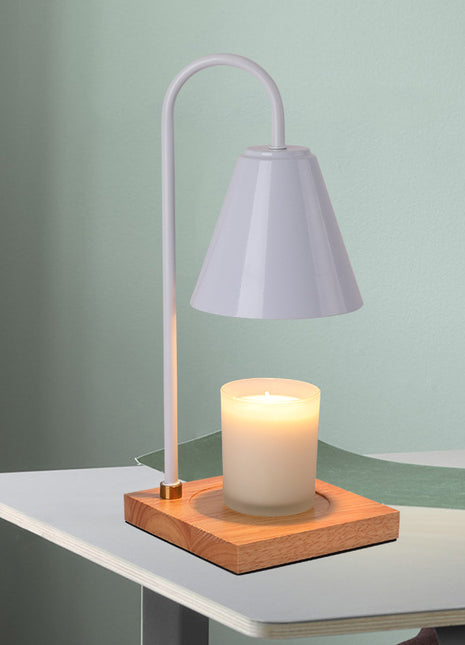 Dimmable Candle Lamp with Wood Base for Scented Wax Melts | Caroeas
