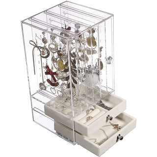 Acrylic Jewelry Organizer Box Women - 3 Drawers Clear Storage Case for  Girls - Bracelet, Necklace & Ring Holder with Velvet Lining by Simple Goods