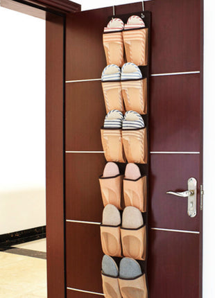 Over The Door Shoe Organizer Durable Hanging Hook Clear Mesh Pockets for Better Protection - Caroeas