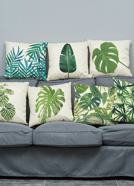 Tropical Linen Green Cushion Covers 18 x 18 Ideal Replacement Throw Pillow Cover for Patio and Home - Caroeas