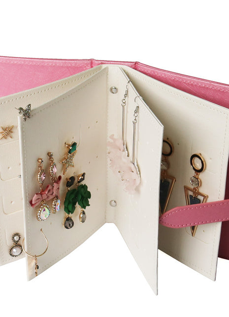 Leather Jewelry Box Earring Storage Book Hold 42 Pairs of Accessories with Ease - Caroeas