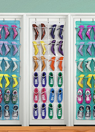 Easy Shoe Organizer with Clear PVC Pockets Easy Clean Material Sturdy Hanging Design - Caroeas