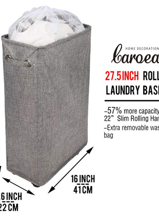 Linen Laundry Hamper for Living Room Grey Laundry Basket Lid| Caroeas