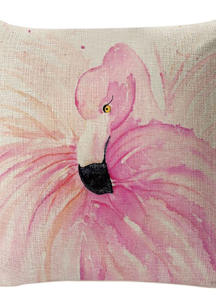 Lovely Cushion Covers with Pink Flamingo and Soft Linen Surface 18 x18 Suitable for Bedroom and Living Room - Caroeas