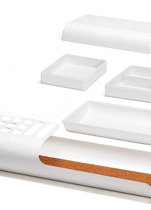 All in One Desk Organizer with Creative Design to Make Storage Effective (White) - Caroeas