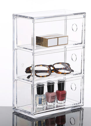 Makeup Organizer Case for Vanity and Jewelry with Large Capacity and Clear Design - Caroeas