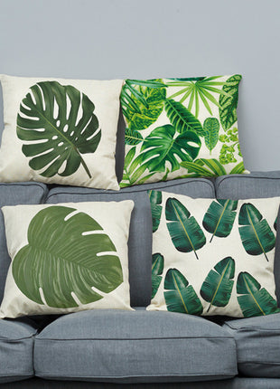 Tropical Linen Green Cushion Covers 18 x 18 Ideal Replacement Throw Pillow Cover for Patio and Home - Caroeas