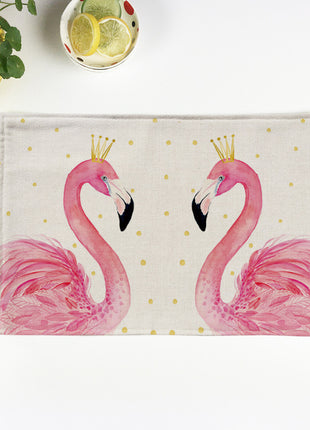 Flamingo Linen Placemats Originality Square Home Placemats Food Safe & Heat Insulation - Caroeas