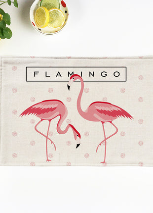 Flamingo Linen Placemats Originality Square Home Placemats Food Safe & Heat Insulation - Caroeas