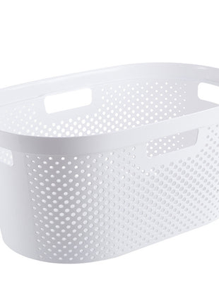 Big Plastic Laundry Basket with 4 Handles and Airhole for Closet or Bathroom - Caroeas