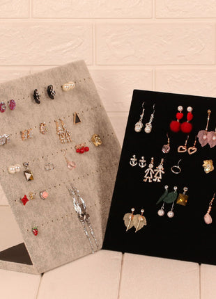 Jewelry Organizer Stand Display Cardboard with Velvet Soft Surface - Caroeas