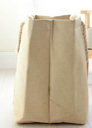 Square laundry Basket Thick Cotton Linen Fabric hamper Foldable Organization Tote - Caroeas