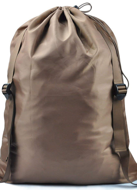 Laundry Bag Foldable Dirty Clothes Bag with Adjustable Shoulder Strap(Brown) - Caroeas