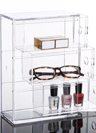 Makeup Organizer Case for Vanity and Jewelry with Large Capacity and Clear Design - Caroeas