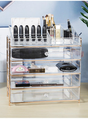 Jewelry Organizer for Storing Cosmetic and Brush With Multi-layer drawer - Caroeas