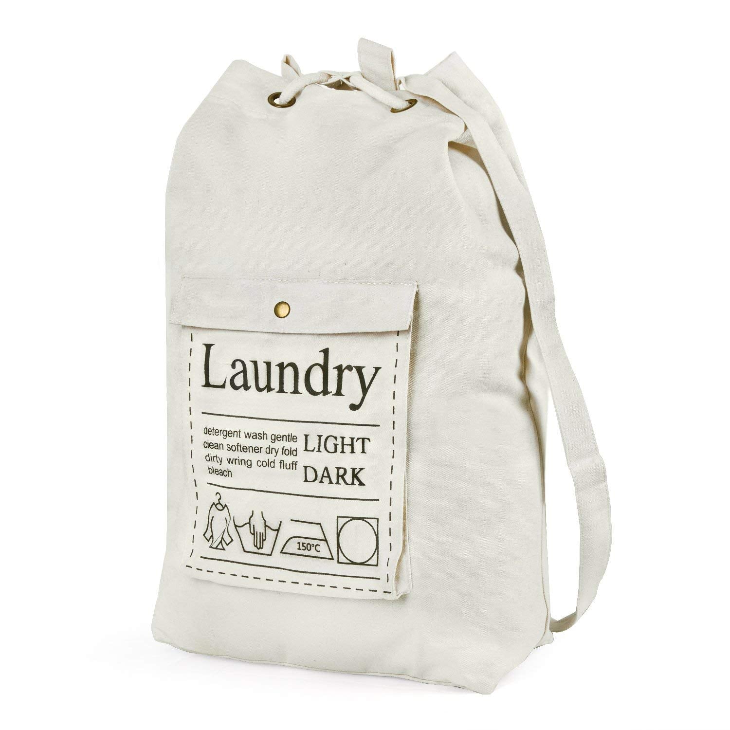 Canvas Laundry Bag Backpack Travel Bag with Backpack Straps