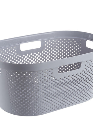 Big Plastic Laundry Basket with 4 Handles and Airhole for Closet or Bathroom - Caroeas