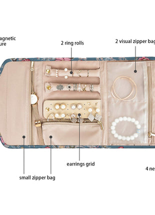 Foldable Jewelry Case Travel Jewelry Organizer Roll | Caroeas