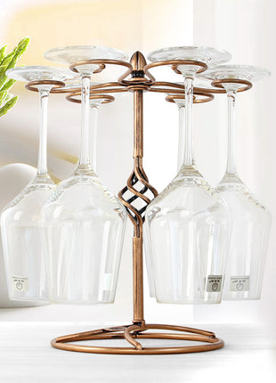 Stemware Storage with Curved Hooks for Organizing 6 Wine Glasses Stably - Caroeas