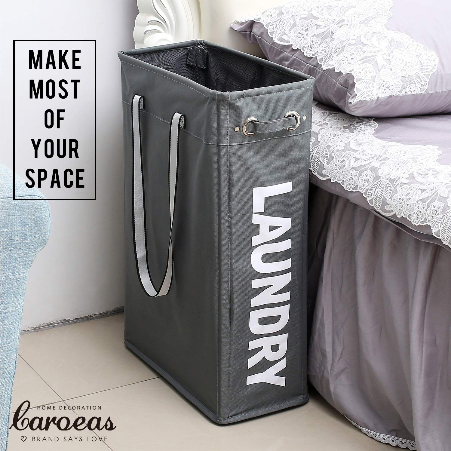 Large Clothes Storage Organizer with Handles for Closet Storage | Caroeas 60x45x30 / Grey