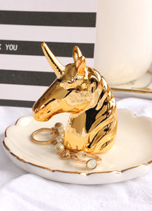 Cute Ceramic Jewelry Tray Handmade High Quality Stand Rings Holder - Caroeas