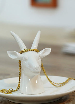 Elegant Handmade Trinket Tray White Jewelry Holder Special Unicorn Design Brings Good Luck - Caroeas