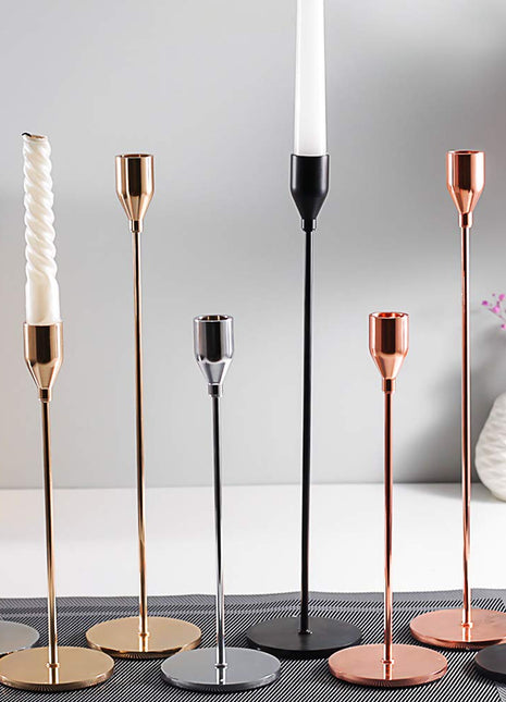 Set of 3 Tapered Candle Holders Decorative for Dinning | Caroeas