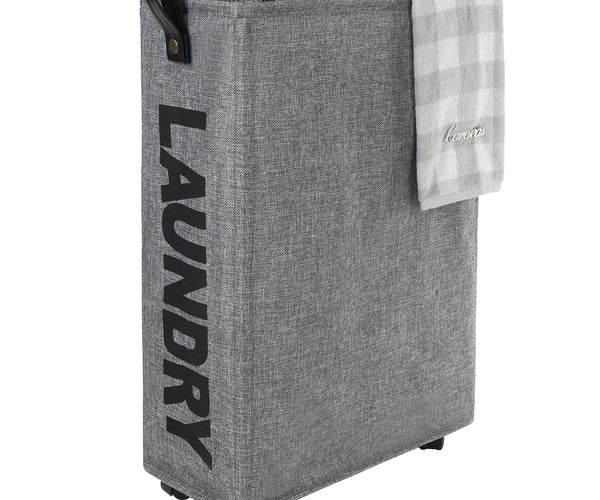 Linen Laundry Hamper for Living Room Grey Laundry Basket Lid| Caroeas
