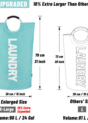 Caroeas Fabric Laundry Basket with Aluminum Handles, X-Large, Black, Size: XL/90L