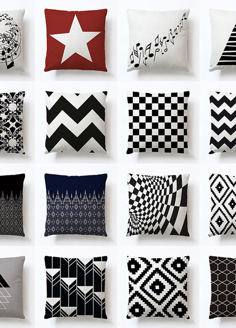 Throw Pillow Covers 18x18 Decorative White Black Designs with Zipper and Modern Style for Bedroom and Living Room - Caroeas