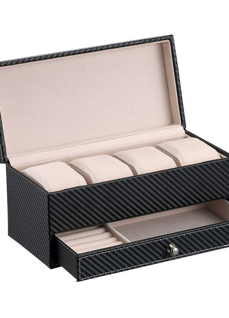 Large Watch Box Double Layers with Suede Lining for Better Protection - Caroeas