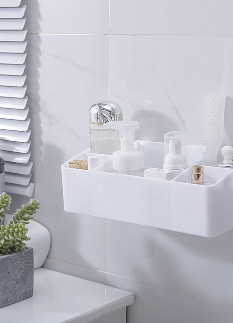 Plastic Makeup Organizer Adhesive Design Bathroom Holder to Save Space - Caroeas