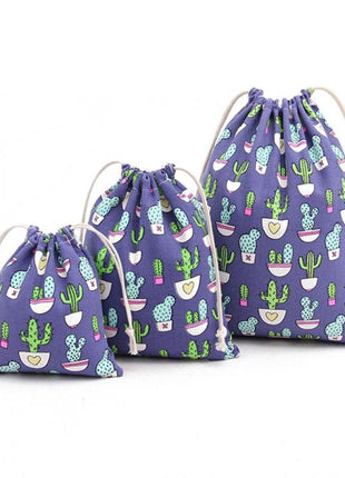Cute Laundry Bag Colorful Cactus Patterns Eco-Friendly Soft Material 3 Sizes Available - Caroeas
